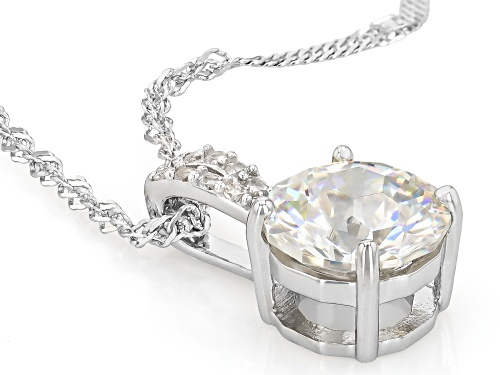 3.67ct Dodecagon Cut Strontium Titanate With .08ctw Zircon Rhodium Over Silver Pendant/Chain