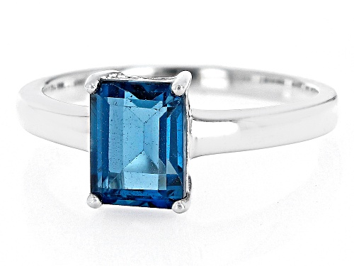 1.70ct Rectangular Octagonal London Blue Topaz Rhodium Over Sterling Silver Solitaire Ring - Size 7
