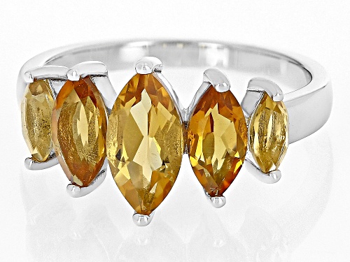 2.01ctw Marquise Madeira Citrine Rhodium Over Sterling Silver Ring - Size 7