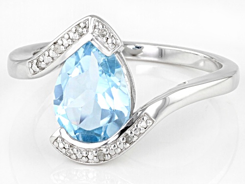 2.20ct Pear Shape Glacier Topaz™ With .02ctw White Diamond Accent Rhodium Over Sterling Silver Ring - Size 8