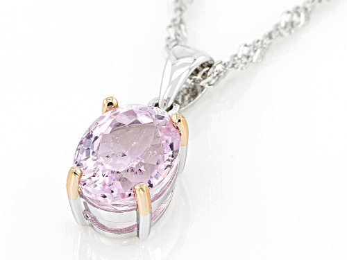 2.21ct Oval kunzite With 0.01ct White Diamond Accent Rhodium Over Silver Pendant With Chain