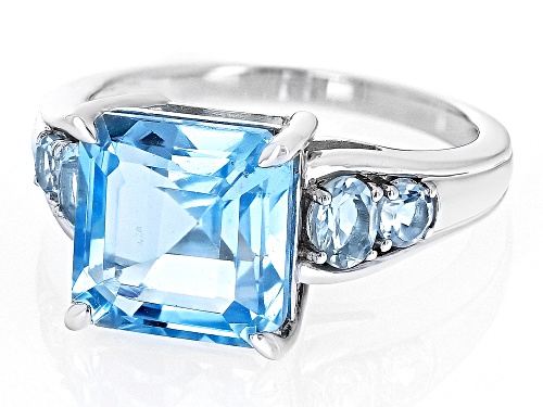 5.87ctw Mixed Shapes Glacier Topaz™ Rhodium Over Sterling Silver Ring - Size 8