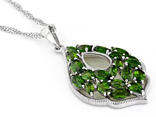 2.64ctw Mixed Shapes Chrome Diopside Rhodium Over Sterling Silver Pendant With Chain
