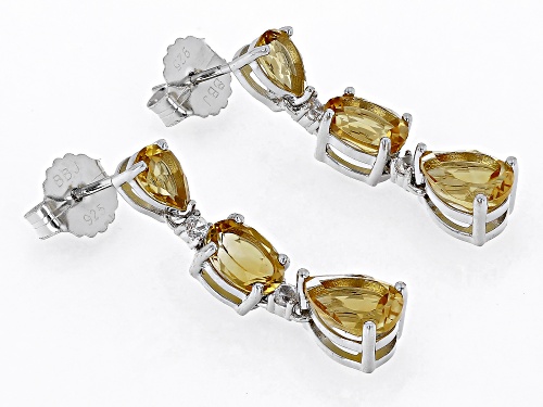 3.80ctw Mixed Shapes Citrine With 0.17ctw White Zircon Rhodium Over Sterling Silver Dangle Earrings