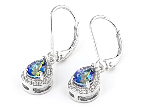 0.87ctw Pear shapes Blue Petalite with 0.17ctw White Zircon Rhodium Over Sterling Silver Earrings