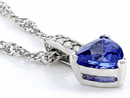 0.60ct Trillion Tanzanite With 0.03ctw White Diamond Accent Rhodium Over Silver Pendant With Chain