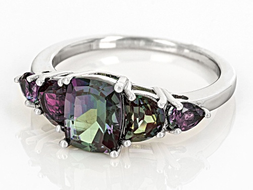 2.52ctw Mixed Shapes Lab Created Alexandrite Rhodium Over Sterling Silver Ring - Size 7