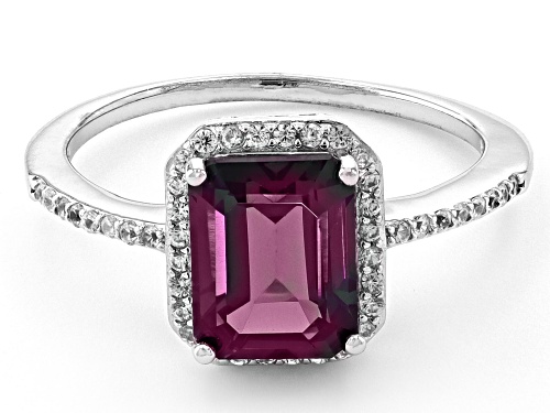 2.59ct Lab Created Alexandrite With 0.29ctw White Zircon Rhodium Over Silver Ring - Size 7