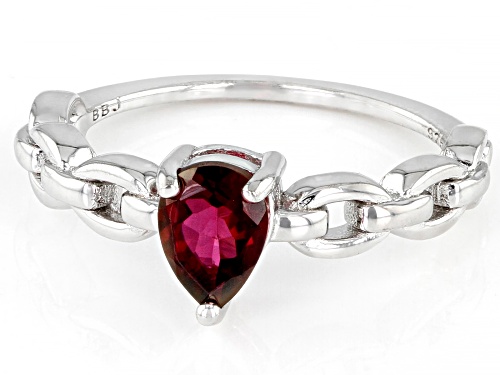 0.52ct Pear Shape Magenta Petalite Rhodium Over Sterling Silver Solitaire Ring - Size 9