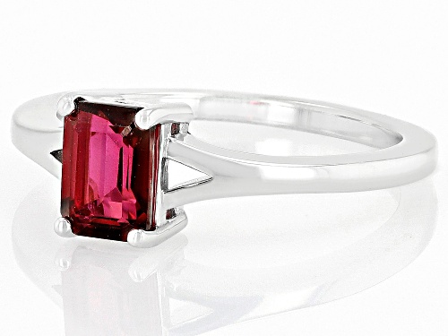 0.68ct Rectangular Octagonal Magenta Petalite Rhodium Over Sterling Silver Solitaire Ring - Size 9