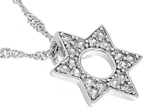 .34ctw White Zircon Rhodium Over Silver Star Of David Pendant With Chain