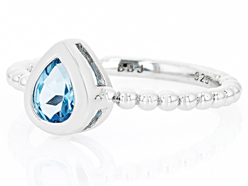 0.68ct Pear Shape Swiss Blue Topaz Rhodium Over Sterling Silver Solitaire Ring - Size 8
