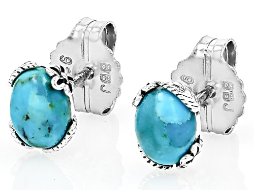 7x5mm Oval Composite Turquoise Sterling Silver Stud Earrings