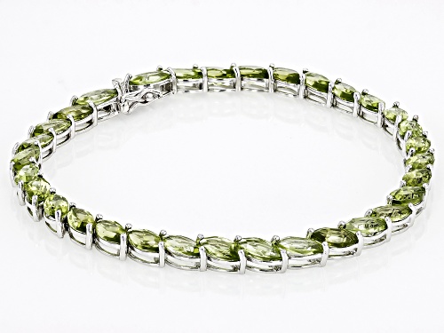 16.04ctw Marquise Manchurian Peridot™ Rhodium Over Sterling Silver Bracelet - Size 8