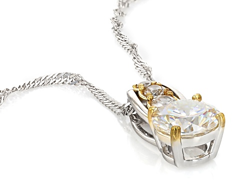 2.87ctw Strontium Titanite With Zircon Rhodium & 18k Yellow Gold Over Silver Two-Tone Pendant Chain