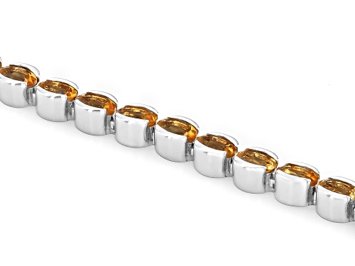 6.48ctw Oval Citrine Rhodium Over Sterling Silver Tennis Bracelet - Size 8