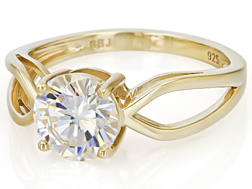 3.00ct Round Strontium Titanate 18K Yellow Gold Over Sterling Silver Solitaire Ring - Size 6
