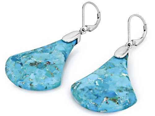 34x26 Freeform Turquoise Sterling Silver Dangle Earrings