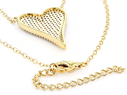 1.38ctw Round White Zircon 18k Yellow Gold Over Sterling Silver Heart Necklace - Size 18