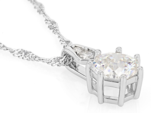 2.48ct Heptagon Strontium Titanate With 0.12ctw Moissanite Fire® Rhodium Over Silver Pendant Chain