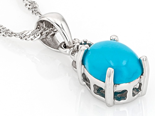 Sleeping Beauty Turquoise & .04ctw Prazana® Lab Diamonds Rhodium Over Silver Pendant With Chain