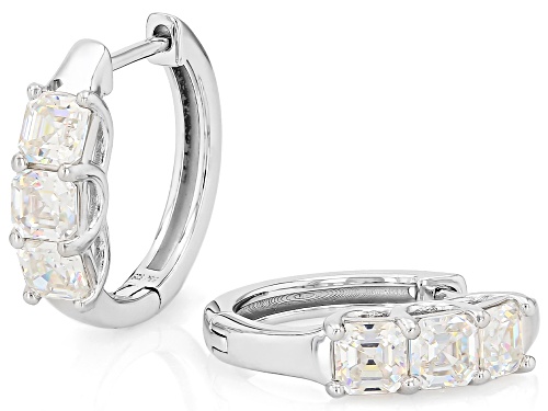 2.55ctw Square Rectangular Asscher Cut Strontium Titanate Rhodium Over Sterling Silver Earrings