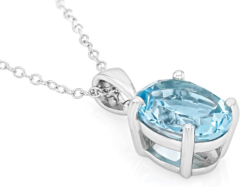3.70ct Oval Glacier Topaz™ Rhodium Over Sterling Silver Solitaire Pendant with Chain