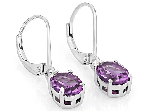 1.98ctw Canela Amethyst With 0.05ctw Moissanite Rhodium Over Sterling Silver Dangle Earrings