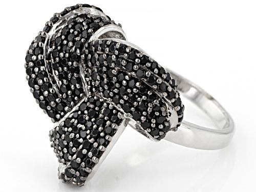 1.20ctw round black spinel rhodium over sterling silver ring - Size 8