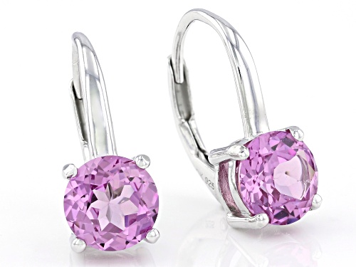 2.72ctw Round Purple Lab Created Color Change Sapphire Rhodium Over Sterling Silver Earrings