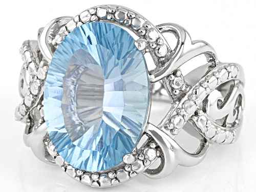 6.21ct Oval Quantum Cut® Glacier Topaz™ Rhodium Over Sterling Silver Solitaire Ring - Size 7