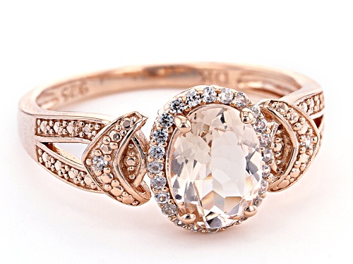 .75ct Oval Morganite and .18ctw White Zircon 18k Rose Gold Over Sterling Silver Ring - Size 9