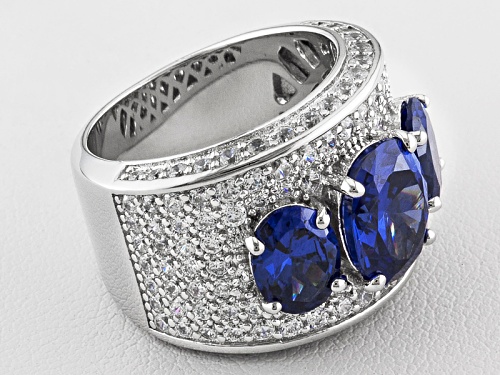 Charles Winston For Bella Luce® 12.46ctw Tanzanite Simulant & Diamond Sim Rhodium Over Silver Ring - Size 5