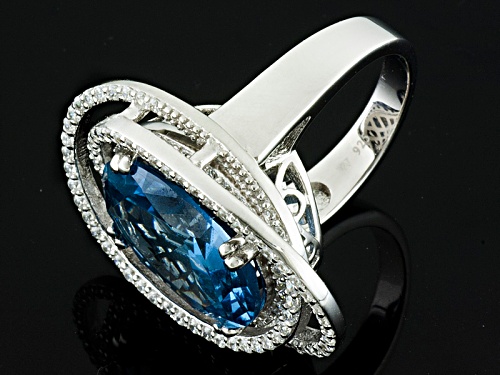 Charles Winston For Bella Luce ® 11.00ctw Blue & White Diamond Simulant Rhodium Over Silver Ring - Size 5