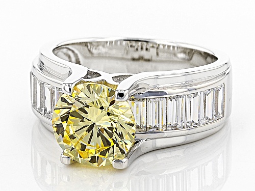 Charles Winston For Bella Luce ® 7.25ctw Yellow & White Diamond Simulant Rhodium Over Silver Ring - Size 8