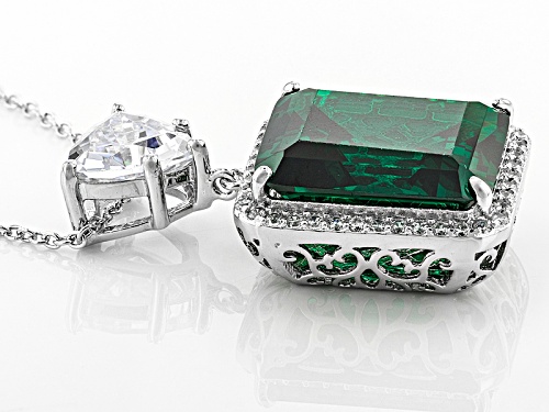 Charles Winston For Bella Luce® Emerald & Diamond Simulants Rhodium Over Sterling Pendant & Chain