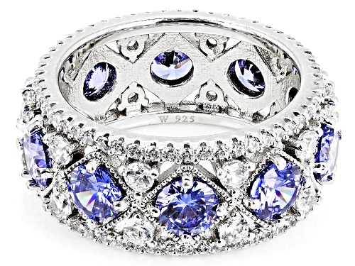 Charles Winston For Bella Luce® 11.27ctw Tanzanite & Diamond Simulants Rhodium Over Silver Ring - Size 5