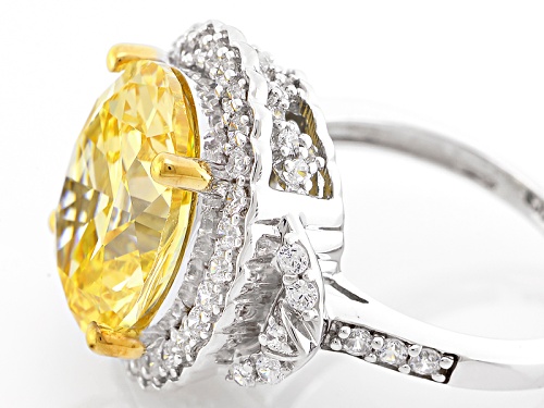 Charles Winston For Bella Luce ® Canary & White Diamond Simulant Rhodium Over Sterling Silver Ring - Size 8