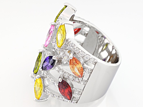 Charles Winston For Bella Luce ® 11.23ctw Multicolor Gem Simulants Rhodium Over Sterling Ring - Size 6