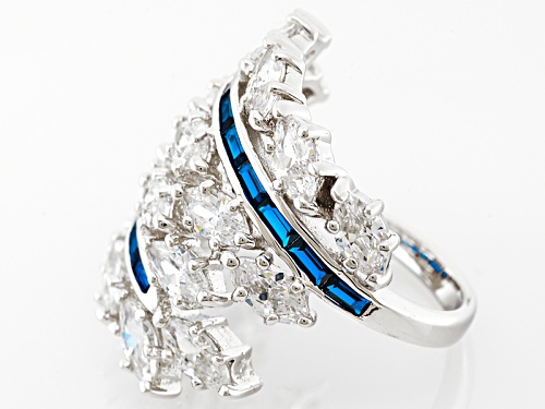 Charles Winston For Bella Luce ® 8.01ctw Sapphire & Diamond Simulants Rhodium Over Sterling Ring - Size 7