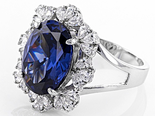 Charles Winston For Bella Luce ® Tanzanite & White Diamond Simulants Rhodium Over Sterling Ring - Size 12