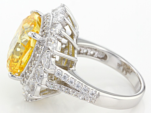 Charles Winston For Bella Luce®20.03ctw Canary & Diamond Simulants Rhodium Over Sterling Ring - Size 12