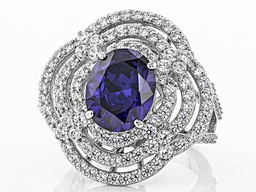Charles Winston For Bella Luce ® 9.00ctw Tanzanite & Diamond Simulants Rhodium Over Silver Ring - Size 10