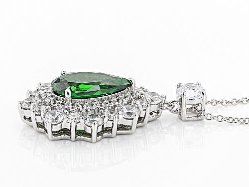 Charles Winston For Bella Luce ® Emerald & Diamond Simulants Rhodium Over Silver Pendant & Chain