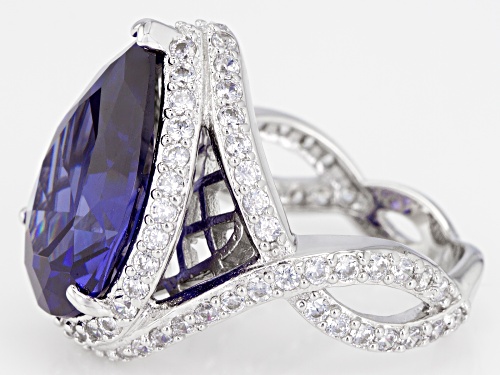 Charles Winston For Bella Luce®17.82CTW Tanzanite & White Diamond Simulants Rhodium Over Silver Ring - Size 5
