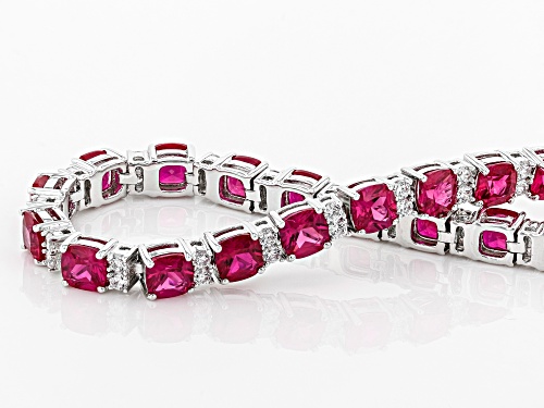 Charles Winston for Bella Luce ® Lab Created Ruby & Diamond Simulants Rhodium Over Silver Bracelet - Size 7.5