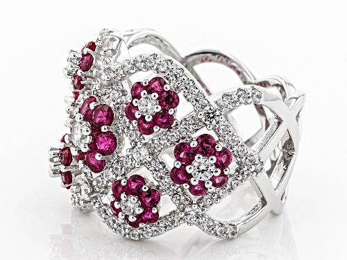 Charles Winston for Bella Luce® Lab Created Ruby & White Diamond Simulant Rhodium Over Silver Ring - Size 5
