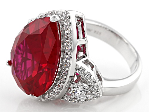 Charles Winston For Bella Luce ® Lab Created Ruby & White Diamond Simulant Rhodium Over Silver Ring - Size 9