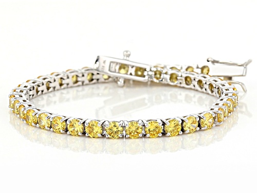 Charles Winston for Bella Luce ®16.38CTW Canary Diamond Simulant Rhodium Over Silver Bracelet - Size 8