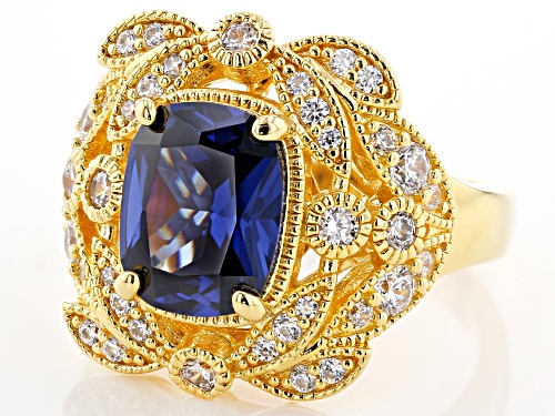 Charles Winston For Bella Luce®5.85CTW Tanzanite and White Diamond Simulants Eterno ™ Yellow Ring - Size 10